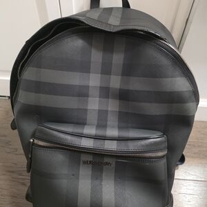 Burberry Gray and Black Plaid Backpack